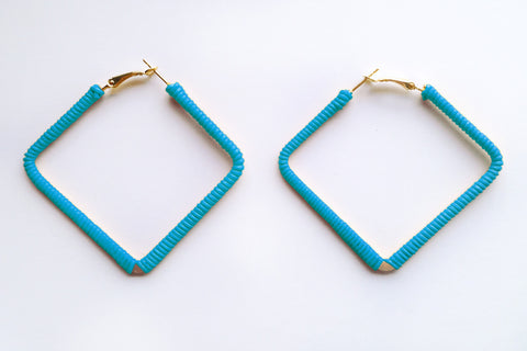 Square Turquoise Hoops